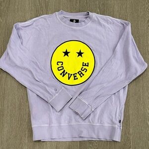 Converse unisex Lavender Sweater with Bold Yellow Emblem